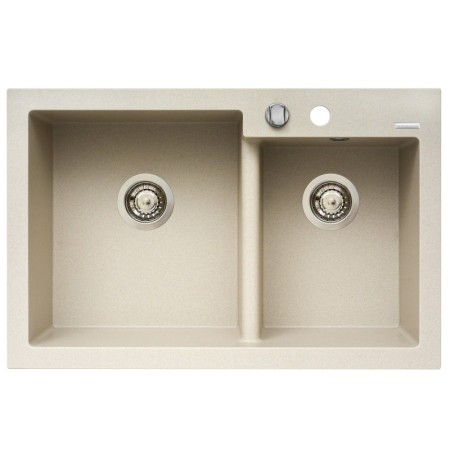 Zlewozmywak granitowy DIPLOS 79X51 1X3/4 komory Pyramis beż piaskowy