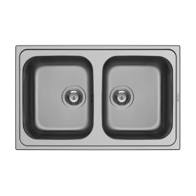 Zlewozmywak Pyramis ATHENA 79x50 stalowy 2-komorowy gładki bez ociekacza