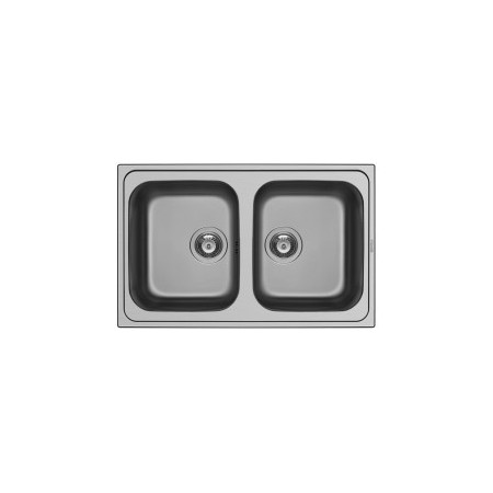 Zlewozmywak Pyramis ATHENA 79x50 stalowy 2-komorowy gładki bez ociekacza