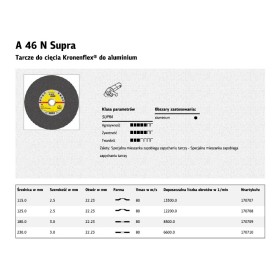 KLINGSPOR TARCZA DO CIĘCIA ALUMINIUM 230mm x 3,0mm x 22,2mm A46N Supra