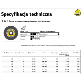 K.TARCZA SZLIF.180mm x 6,0mm x 22,2mm   A24N Supra