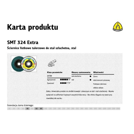 KLINGSPOR ŚCIERNICA LISTKOWA WYPUKŁA SMT324 EXTRA 125mm gr. 80