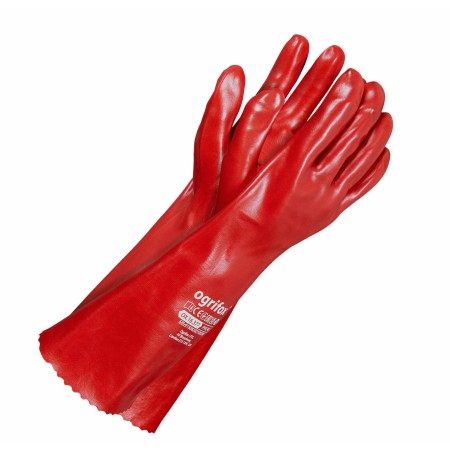 RĘKAWICE PCV  CZERWONE DŁUGIE 40cm  ROZ