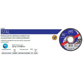 INCOFLEX TARCZA DO METALU 180 x 3,2 x 22,2mm