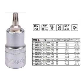 YATO KLUCZ TRZPIENIOWY TORX 1/2" T60x 55mm