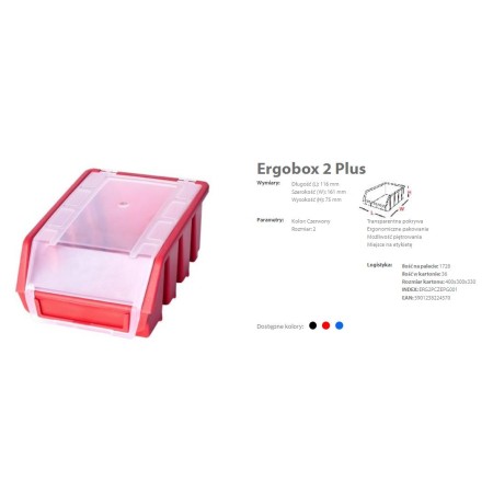 ERGOBOX PLUS 2 CZERWONY, 118 x 161 x 75mm