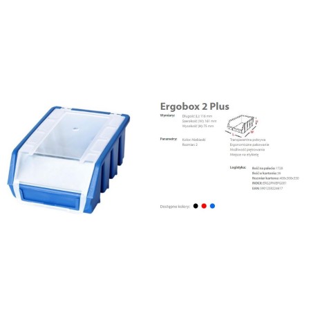 ERGOBOX PLUS 2 NIEBIESKI, 118 x 161 x 75mm