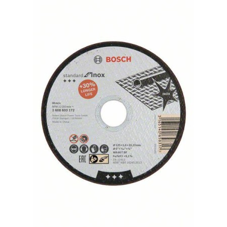 BOSCH TARCZA MET.125mm x 1,6mm x 22mm STANDARD FOR INOX