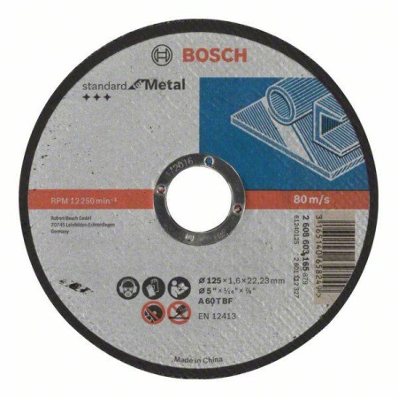 BOSCH TARCZA MET.125mm x 1,6mm x 22mm STANDARD FOR METAL
