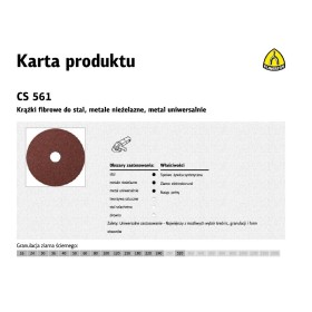 KLINGSPOR KRĄŻEK FIBROWY 115mm gr. 60 CS561 /25szt.