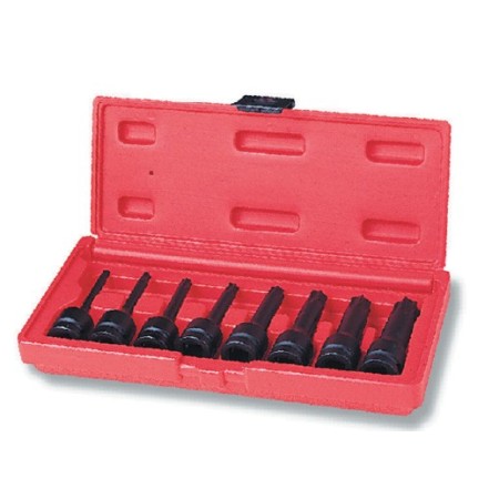 JONNESWAY KLUCZE TRZPIENIOWE TORX UDAROWE 8 elem. Z NASADKĄ 1/2"   S06A408S