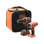 BLACK+DECKER ZESTAW 18V WKRĘTARKA + ZAKRĘTARKA 1x1,5Ah + TORBA