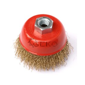 SZCZOTKA 75mm DOCZOŁOWA GWINT M14, DRUT FALISTY MOSIĄDZOWANY