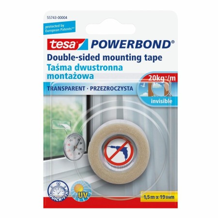 TESA TAŚMA DWUSTRONNA POWERBOND 1,5m x 19mm PRZEZROCZYSTA