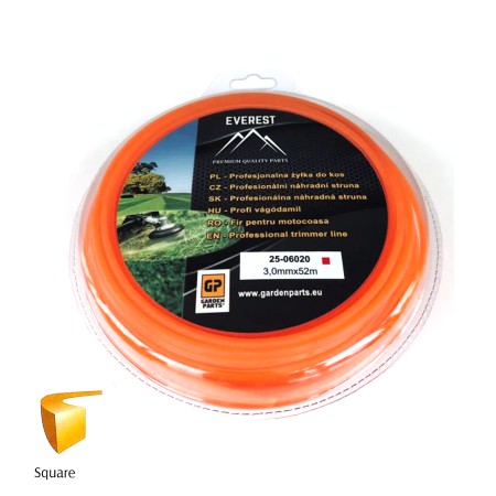 ŻYŁKA TNĄCA KWADRATOWA 3,0mm  52M EVEREST