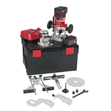 Frezarka krawędziowa i górnowrzecionow FLEX CER 18-EC 2x5.0 ah LBoxx rączki boczne