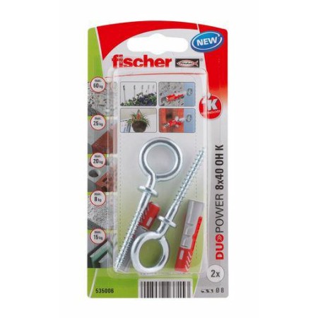 FISCHER KOŁEK DUOPOWER  8x40 Z HAKIEM OCZKOWYM /2szt.