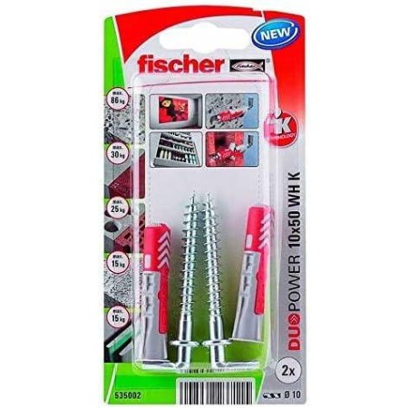 FISCHER KOŁEK DUOPOWER  10x50 Z HAKIEM PROSTYM /2szt.