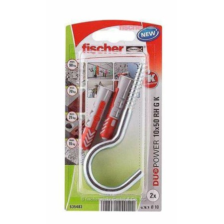 FISCHER KOŁEK DUOPOWER 10x50 Z HAKIEM OKRĄGŁYM /2szt.