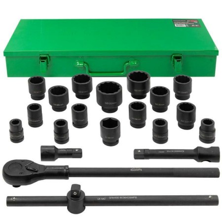 ROCKFORCE ZESTAW KLUCZY UDAROWYCH 21el. 3/4" 12KĄT.  17-50mm