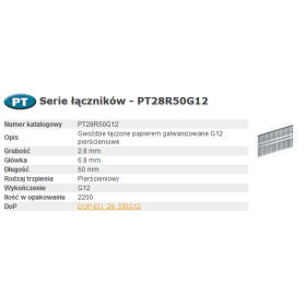 BOSTITCH GWOŹDZIE PT 280-50 RING G12 2,2M