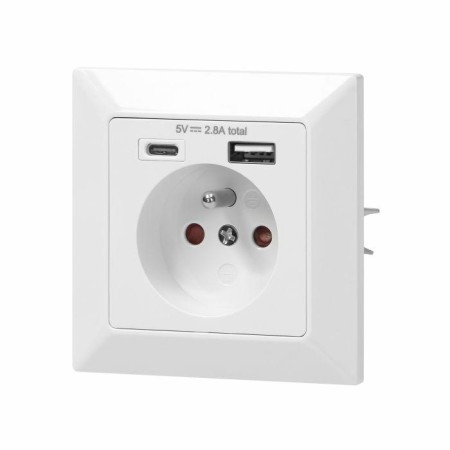 ORNO GNIAZDO POJEDYNCZE 2P+Z, USB-A + USB-C