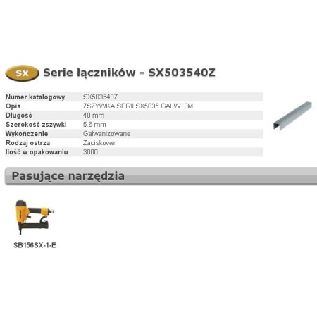 BOSTITCH ZSZYWKI SX90 40mm 5,6mm 3000 szt.
