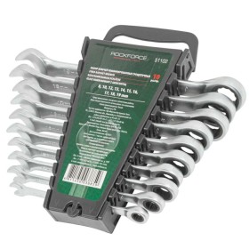 ROCKFORCE ZESTAW KLUCZY PŁASKO-OCZKOWYCH Z GRZECHOTKĄ 10szt.