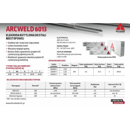 LINCOLN ELEKTRODA ARCWELD 6013 FI 2,5/4,5kg