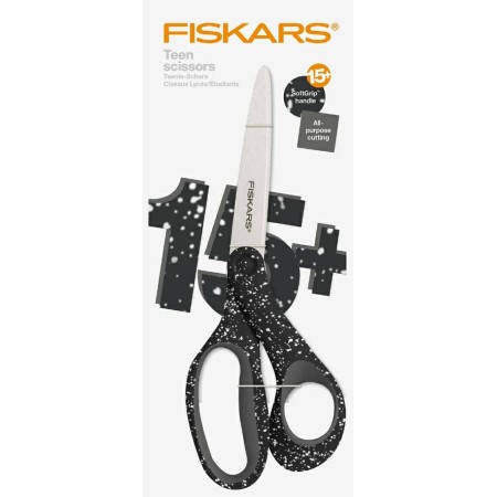 FISKARS NOŻYCZKI DLA NASTOLATKÓW 20cm CZARNE W BIAŁE KROPKI