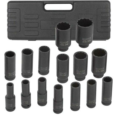 ROCKFORCE NASADKI UDAROWE DŁUGIE 12-K 15szt. 1/2" (10-36mm)  /WALIZKA