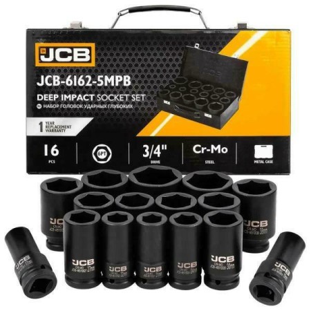 JCB NASADKI UDAROWE DŁ.kpl. 16el.3/4"  6-KĄT. (17-50mm)