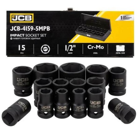 JCB NASADKI UDAROWE kpl. 15el.1/2"  6-KĄT. (10-32mm)