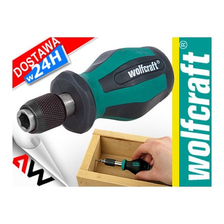 WOLFCRAFT WKRĘTAK Z UCHWYTEM KOŃCÓWEK / BITÓW KRÓTKI 75mm, SZYBKIE MOCOWANIE, MAGNES