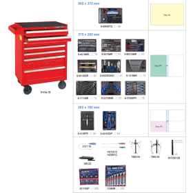 KING TONY WÓZEK WARSZTATOWY  7 SZUFLAD 197 CZERWONY