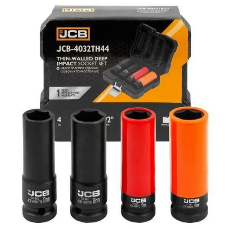 Jcb Nasadki Udarowe Dł.kpl.  4El.1/2"  6-Kąt. (2X17Mm, 2X19Mm) Cienkościenne