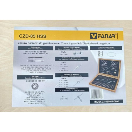 FANAR ZESTAW NARZĘDZI DO GWINTOWANIA CZD-85