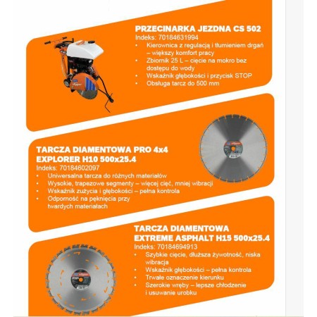 Norton.przecinarka Jezdna Cs 502 13Km (9,6 Kw) 500Mm + 2Xtarcza