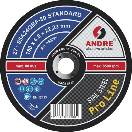 Andre Tarcza Do Szlifowania Metalu 180 X 6,0Mm Standard Pro Line 95A24Qbf