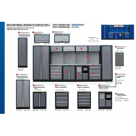 King Tony Zestaw Mebli Warsztatowych Nr 2 /Szare
