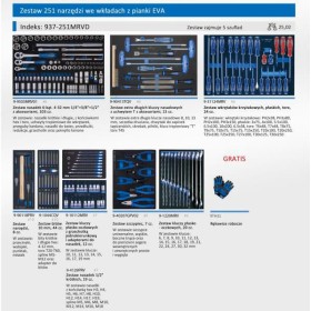 King Tony Zestaw 251Cz. Narzędzi Do Wózka /Pianki