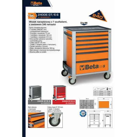 Beta Wózek Narzędziowy 7-Szuflad Pomarańczowy/2400C24S5O
