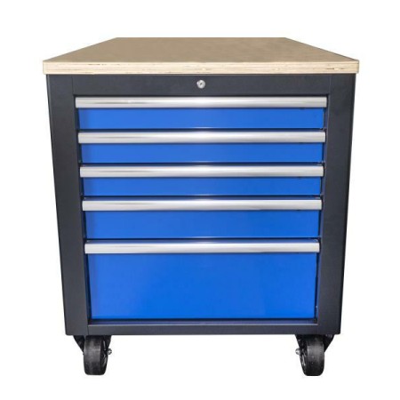 King Tony Wózek Warsztatowy 10 Szufladowy Z Blatem I Szafką, Czarno-Niebieski (Bez Narzędzi)