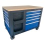 King Tony Wózek Warsztatowy 10 Szufladowy Z Blatem I Szafką, Czarno-Niebieski (Bez Narzędzi)