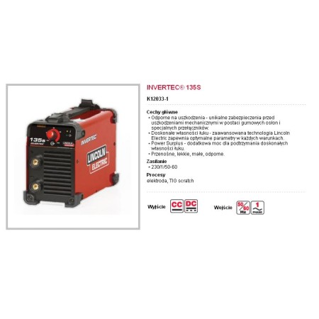 Lincoln Spawarka Inwertorowa 135S 230V/1 120A W Kartonie