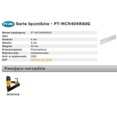 Bostitch Gwoździe Pt Mcn 404 4 X 60Mm Ring 2000 Szt.