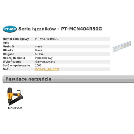 Bostitch Gwoździe Pt Mcn 404 4 X 50Mm Ring 2000 Szt.