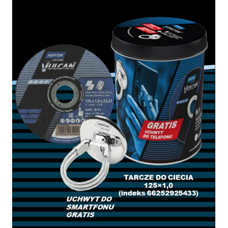 .Norton Zestaw Tarcz Vulcan 125Mm X 1Mm Metal/Inox 100Szt. Wiaderko+Uchwyt Do Telefonu