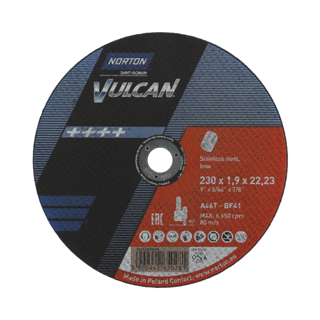 Norton Tarcza Vulcan Do Nierdzewki 230 X 1.9 X 22.2Mm- Wiaderko 50/Szt.+ Rękawy Spawalnicze