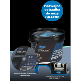 Norton Tarcza.vulcan 230 X1,9  Wiaderko 50/Szt. A46S Do Metalu+Ostrzałka Do Noży